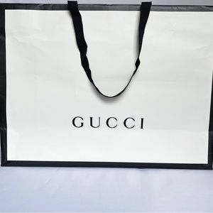 GUCCI Black White Paper Boutique Shopping Bag